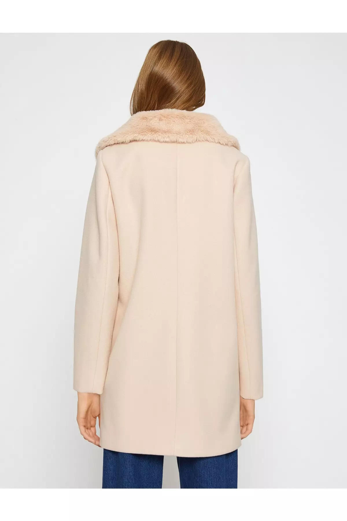 KOTON Faux Fur Collar Zip Coat