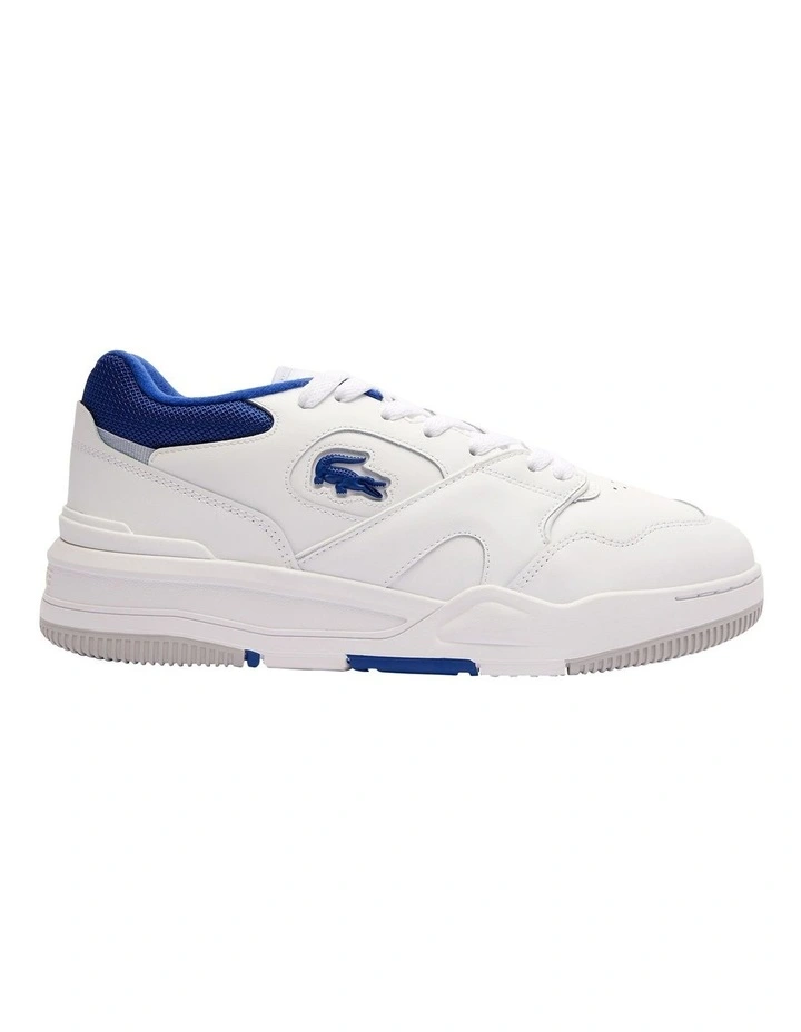 Lineshot Contrasted Collar Leather Sneaker in Wht/Blue