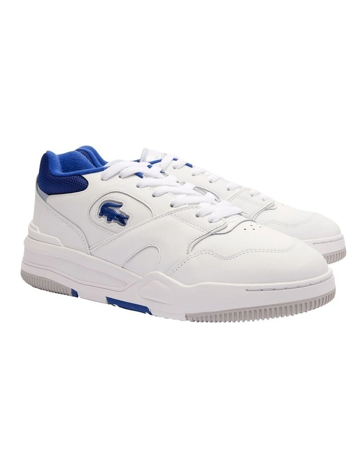 Lineshot Contrasted Collar Leather Sneaker in Wht/Blue