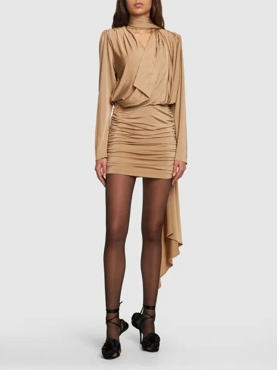 Magda Butrym   Draped satin mini dress w/scarf 