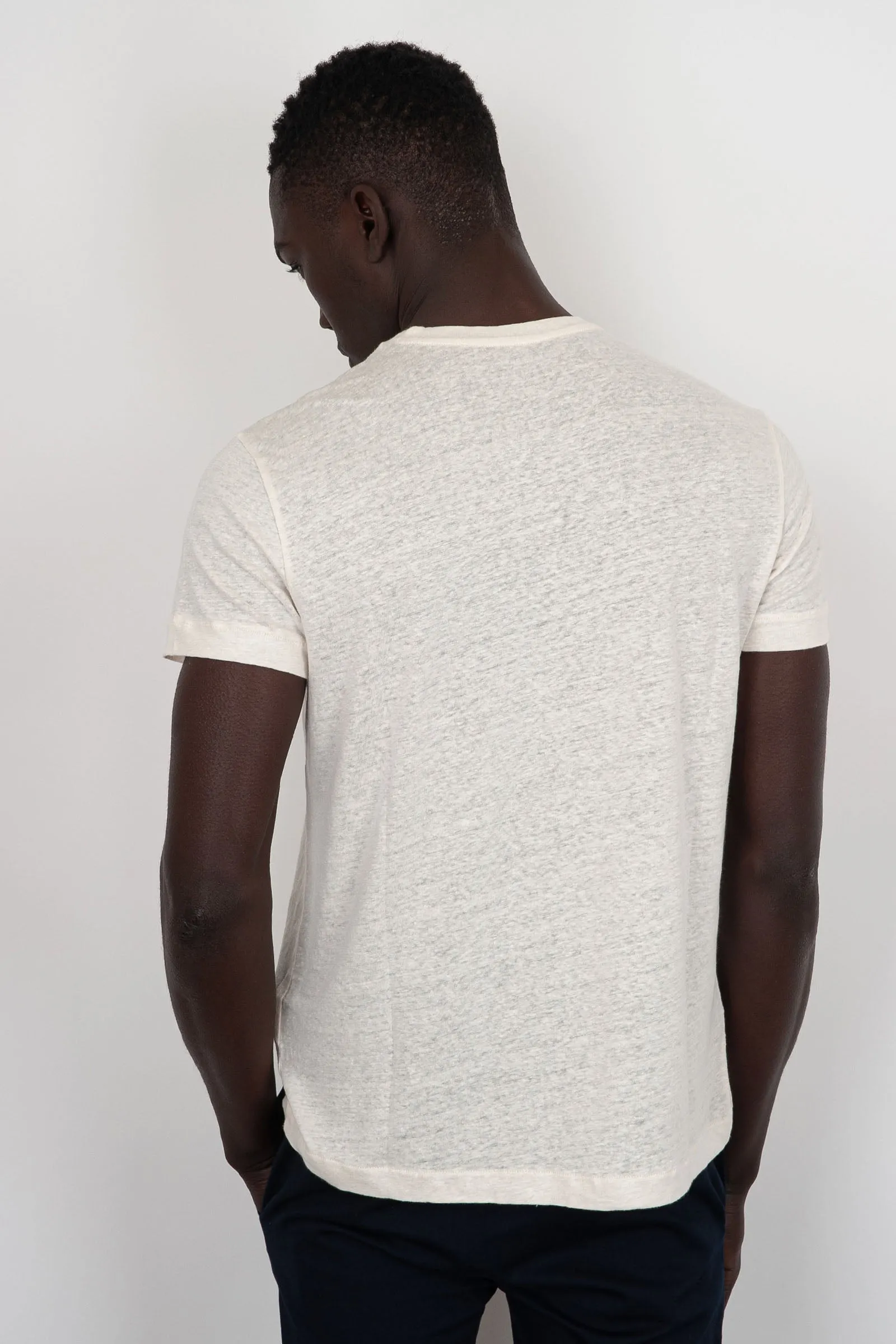 Majestic Filatures T-Shirt Girocollo Lino/Elastan Crema