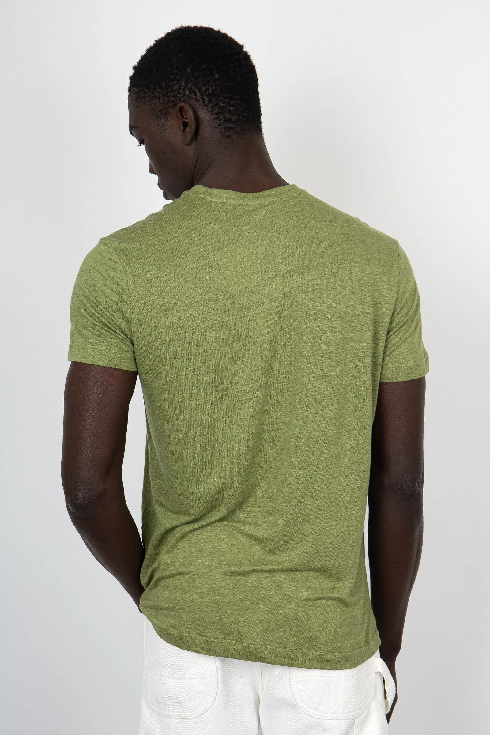 Majestic Filatures T-Shirt Girocollo Lino/Elastan Verde