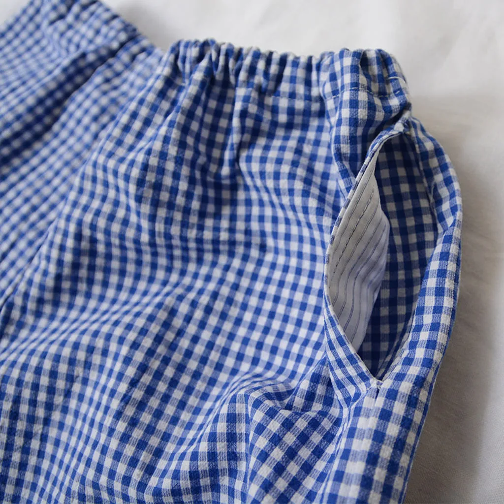 Makié Baby And Child Charlie Shorts Blue Gingham Checks