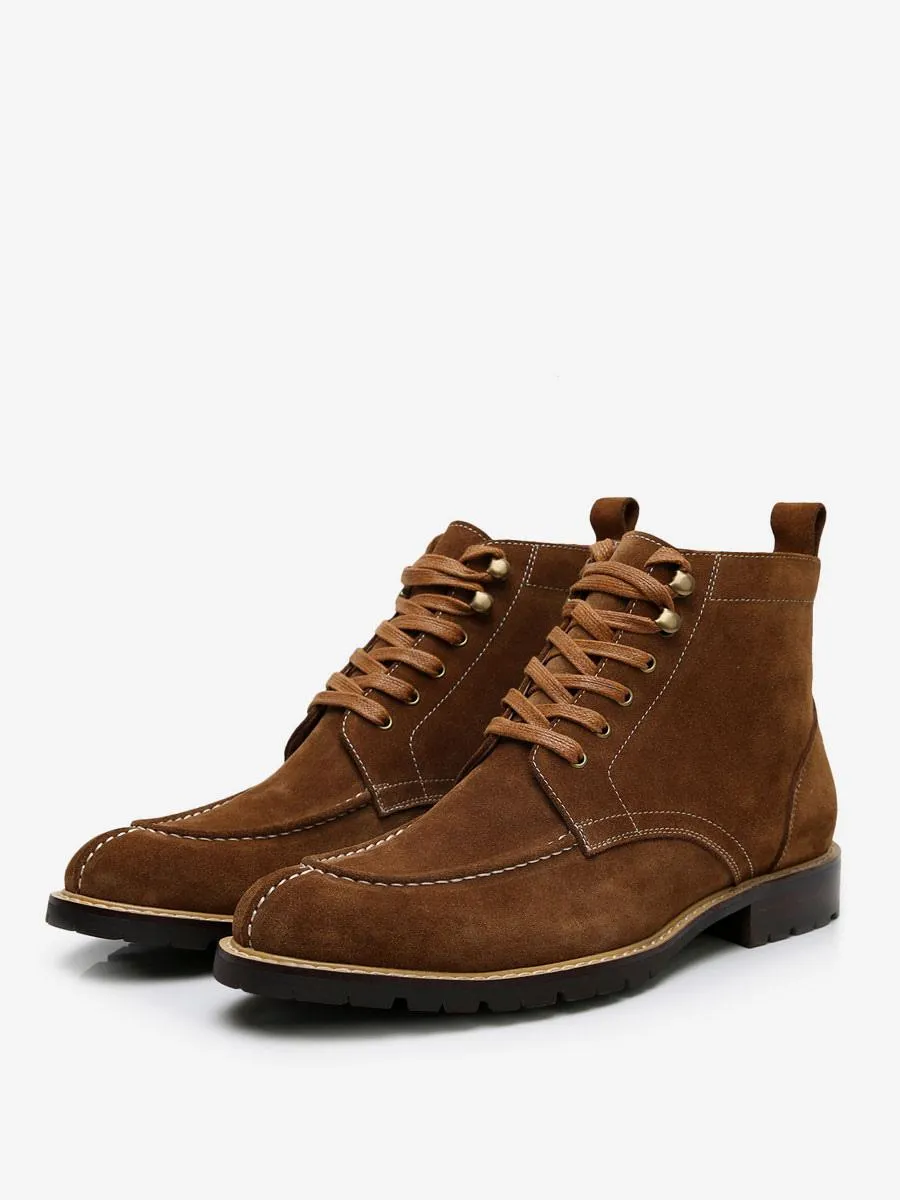 Men's Boots Work Boots Cowhide Round Toe Combat Boots