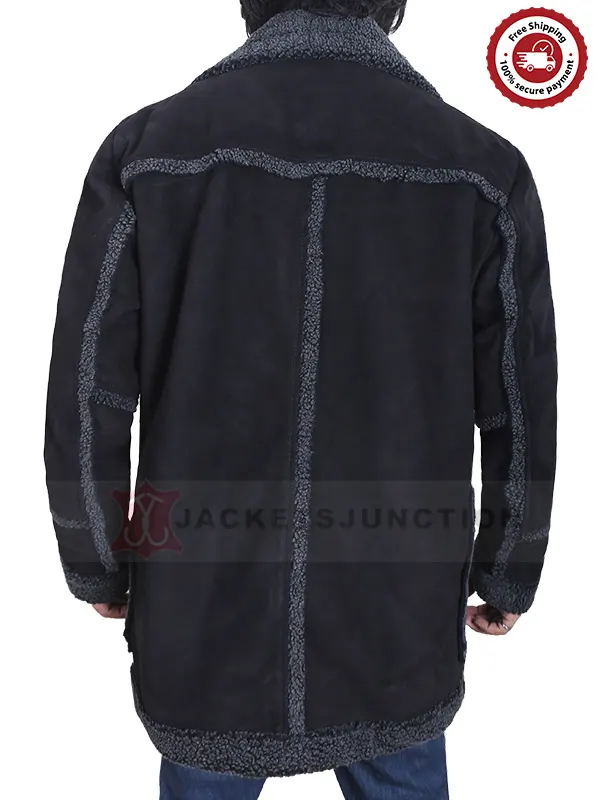 Mens Fur Black Reacher Style Coat