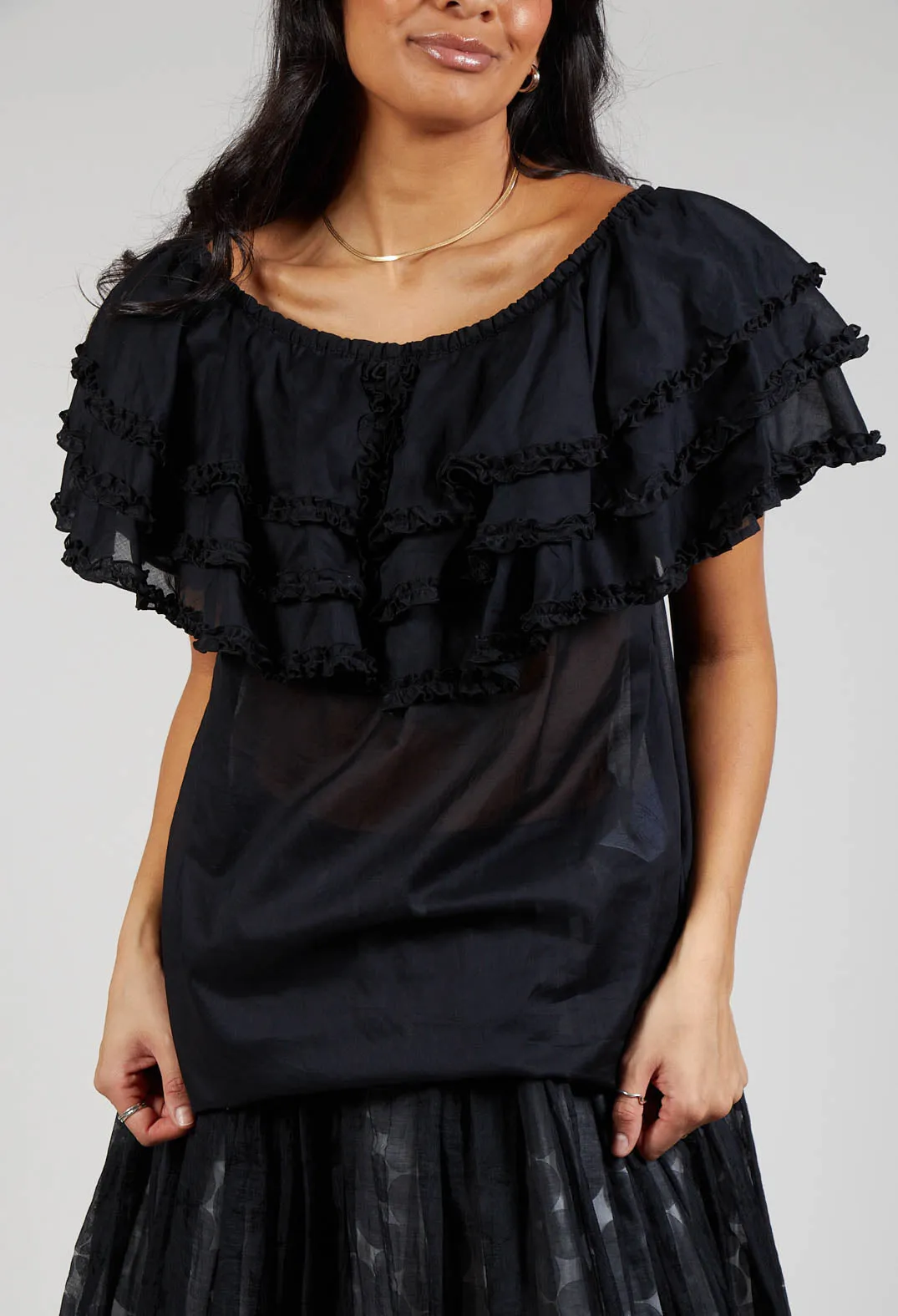 Milk Maid Blouse in Black