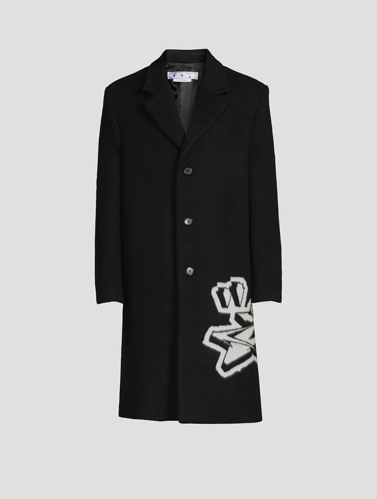 OFF WHITE Graffiti Wool-Blend Coat