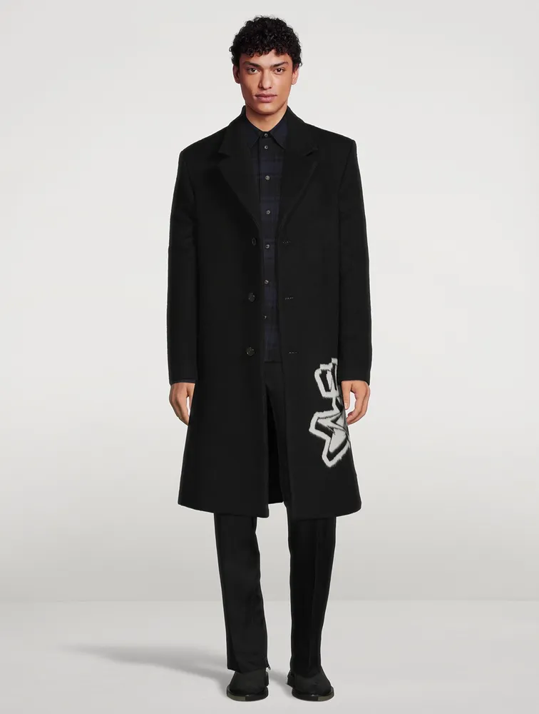 OFF WHITE Graffiti Wool-Blend Coat