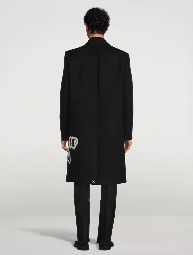 OFF WHITE Graffiti Wool-Blend Coat