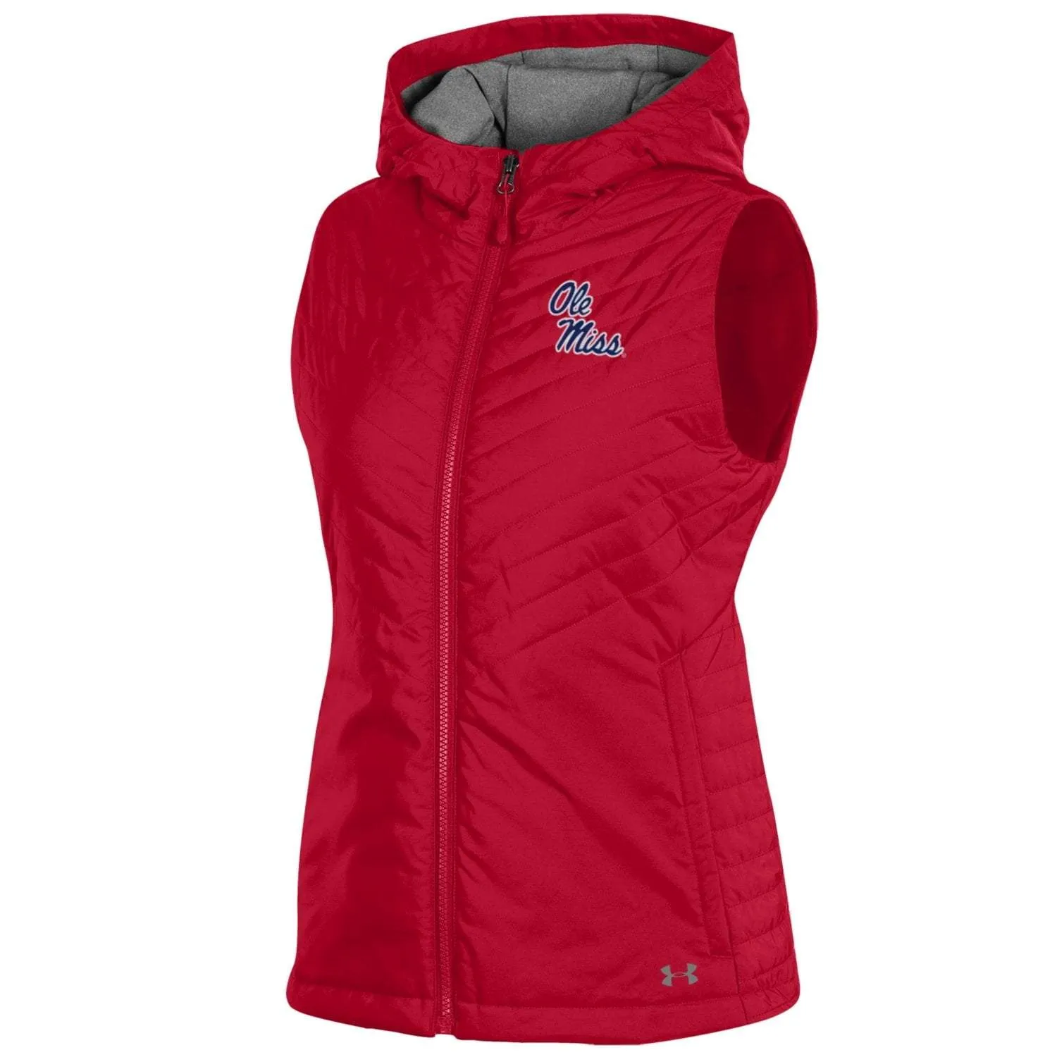 Ole Miss Rebels Under Armour WOMEN'S Red Storm Fitted Hooded Puffer Vest