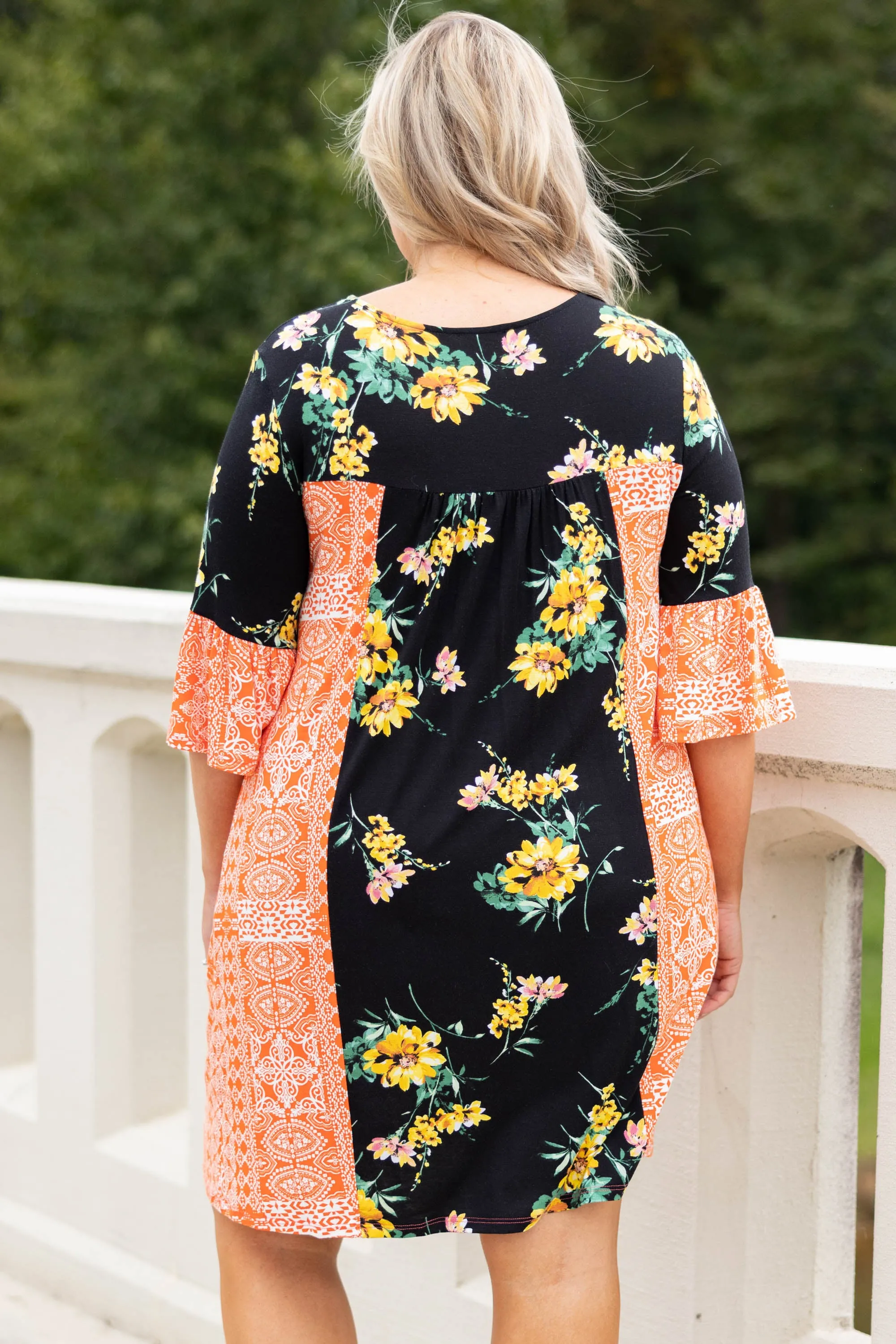 Our Favorite Song Dress, Black-Orange