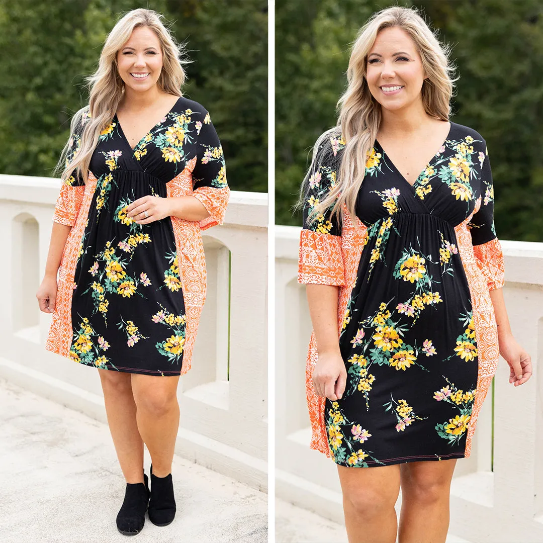 Our Favorite Song Dress, Black-Orange