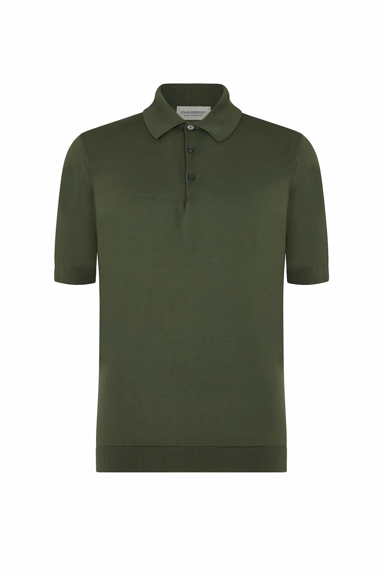 Palm Green Merino/Cotton Short Sleeve Polo Neck Knitwear