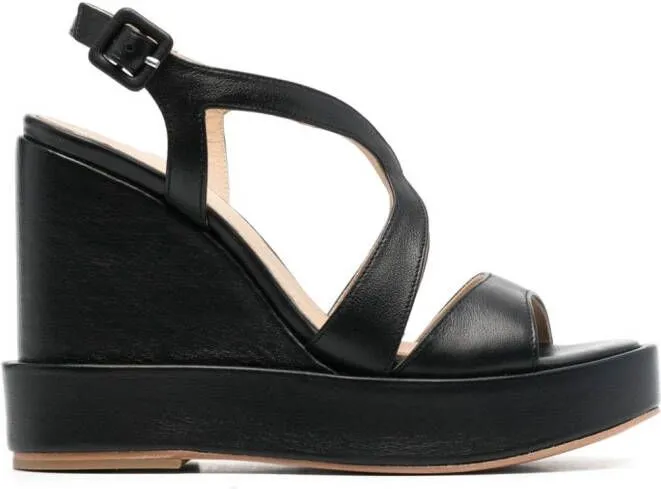 Paloma Barceló Eider 115mm leather wedge sandals Black