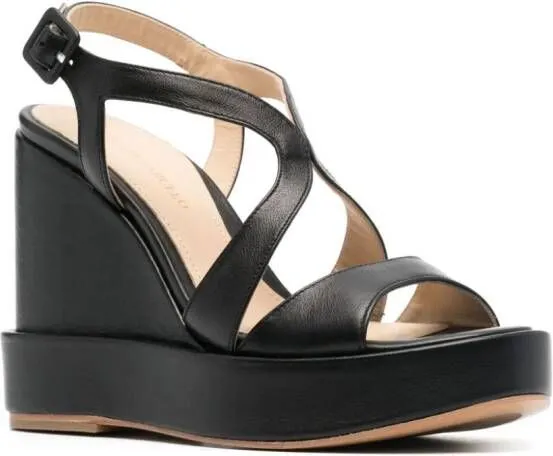 Paloma Barceló Eider 115mm leather wedge sandals Black