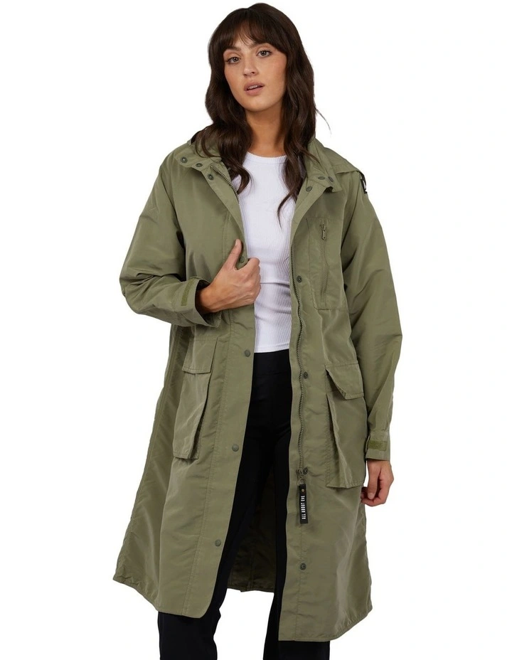 Pioneer Midi Anorak Coat in Khaki