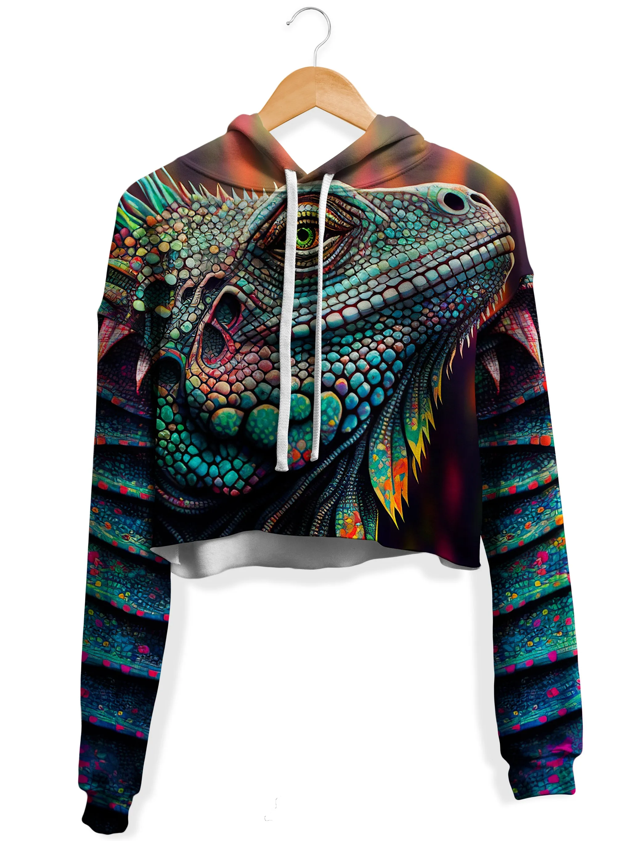 Psychedelic Giant Iguana 2.0 Crop Hoodie and Leggings Combo