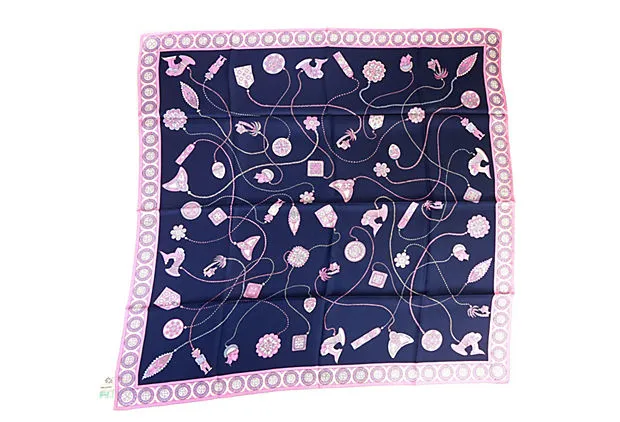 Pucci Vintage Navy Pink Silk Scarf