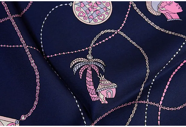 Pucci Vintage Navy Pink Silk Scarf