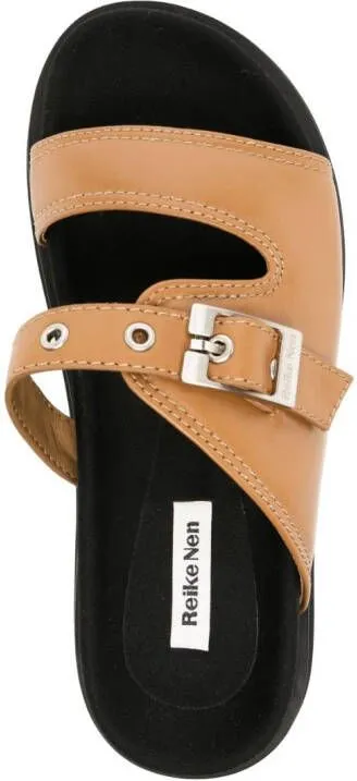 Reike Nen buckle-fastening leather sandals Brown