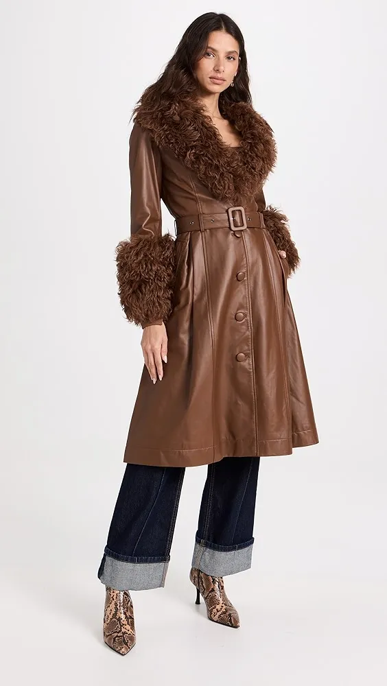 Saks Potts   Foxy Shearling Trench Coat 