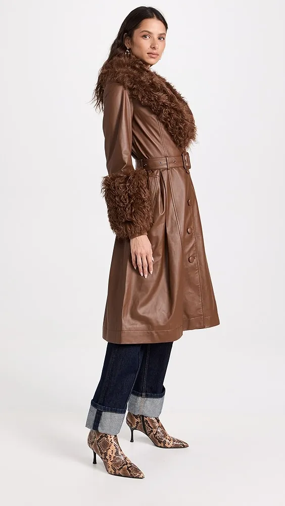 Saks Potts   Foxy Shearling Trench Coat 