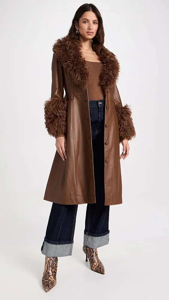 Saks Potts   Foxy Shearling Trench Coat 