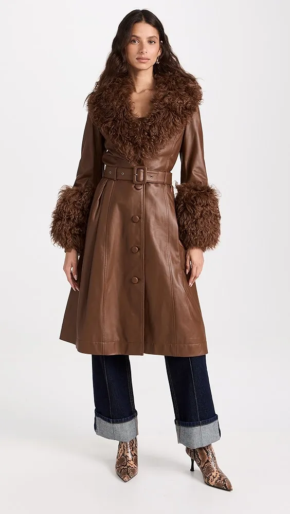 Saks Potts   Foxy Shearling Trench Coat 