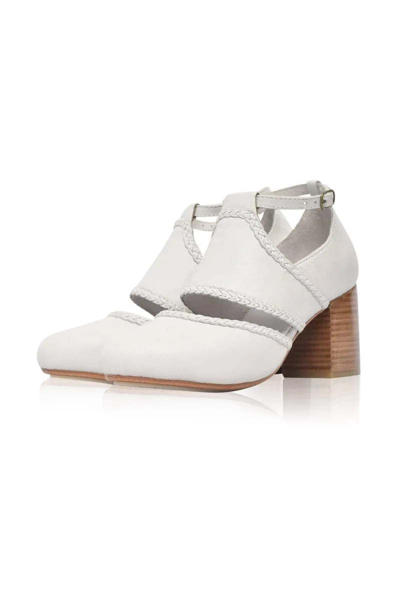 Serenity Leather Heels in Pure White