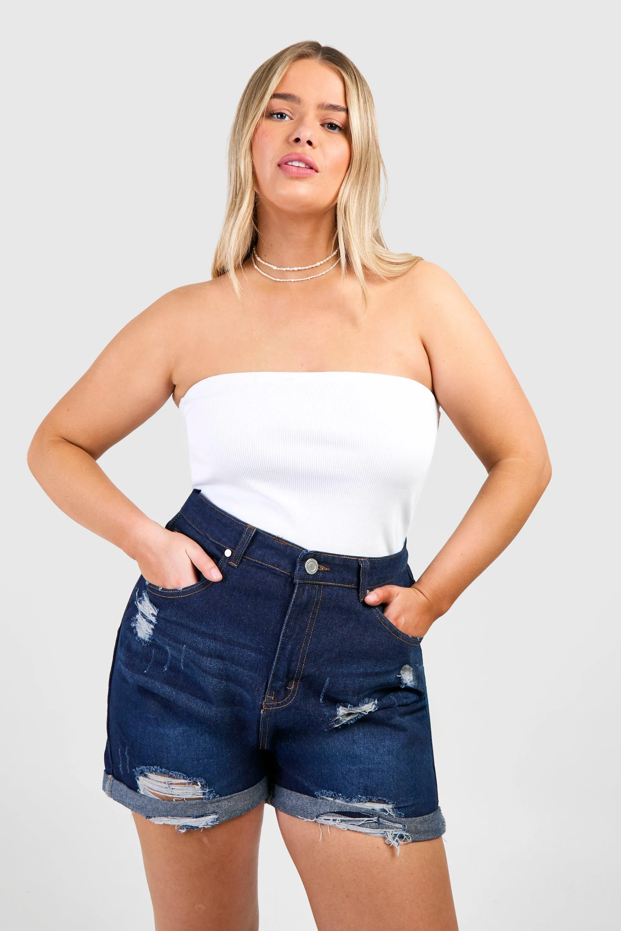 Shorts | Plus Turn Up Denim Shorts | boohoo