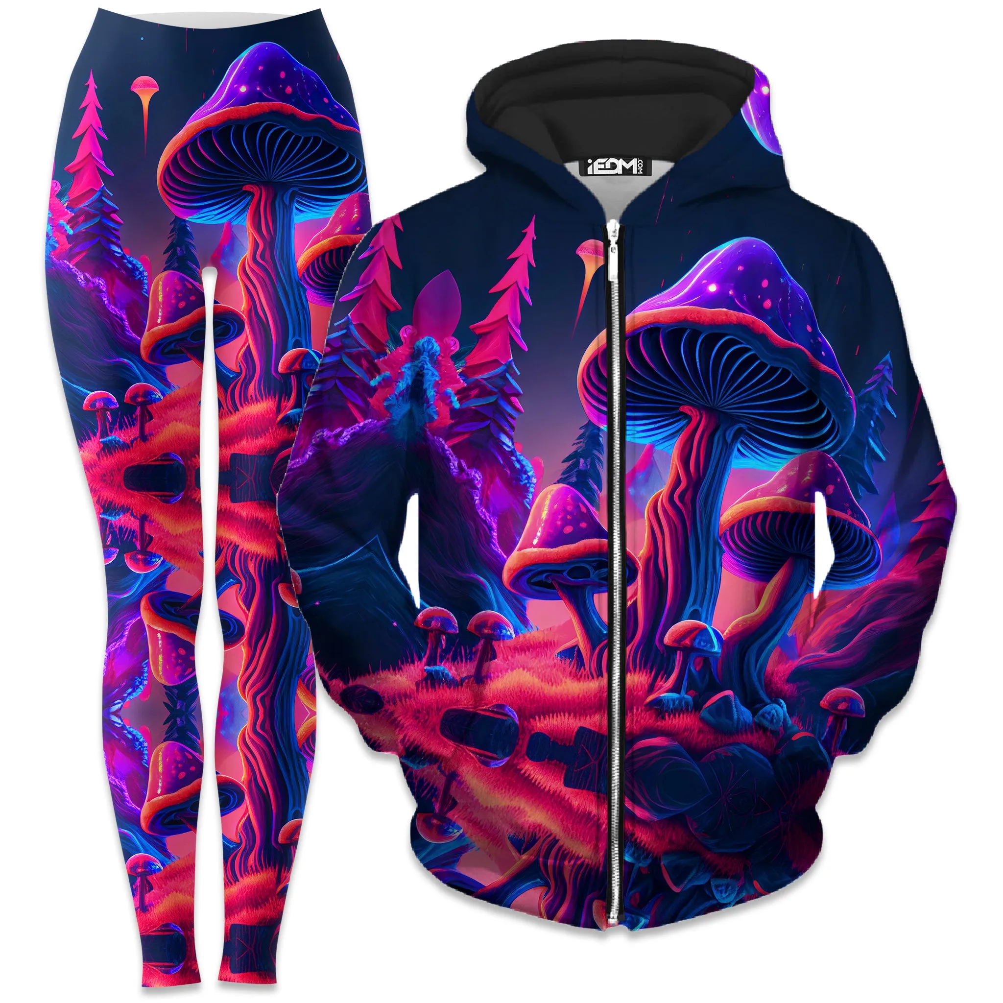 Shroom Trip Zip-Up Hoodie and Leggings Combo