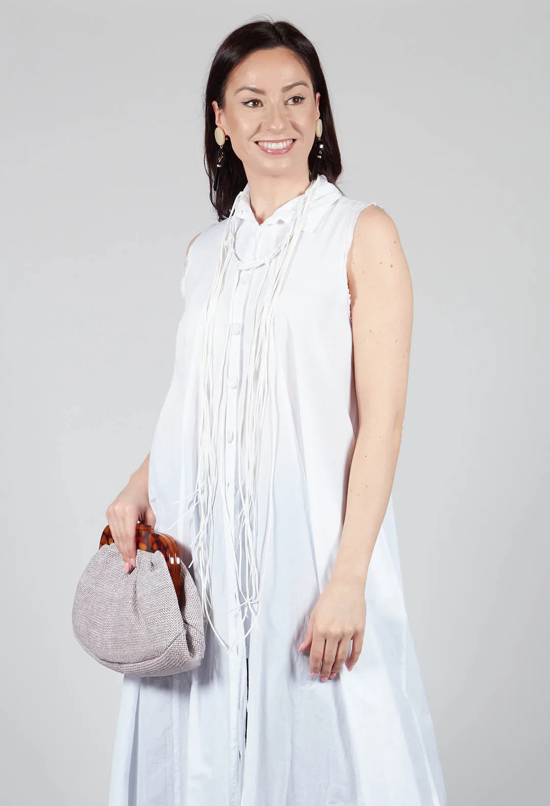 Sleeveless Shirt Dress in Bianco