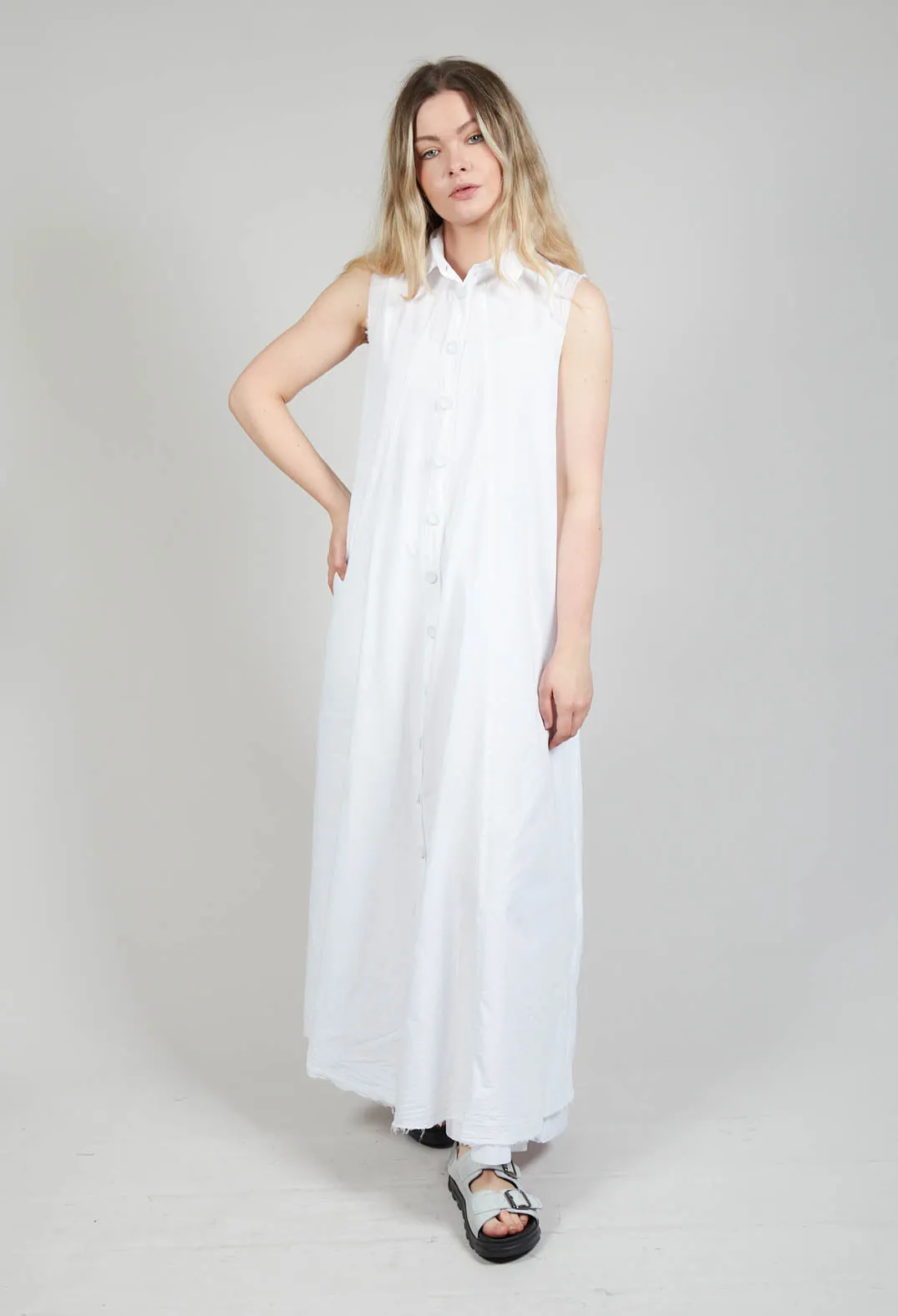 Sleeveless Shirt Dress in Bianco