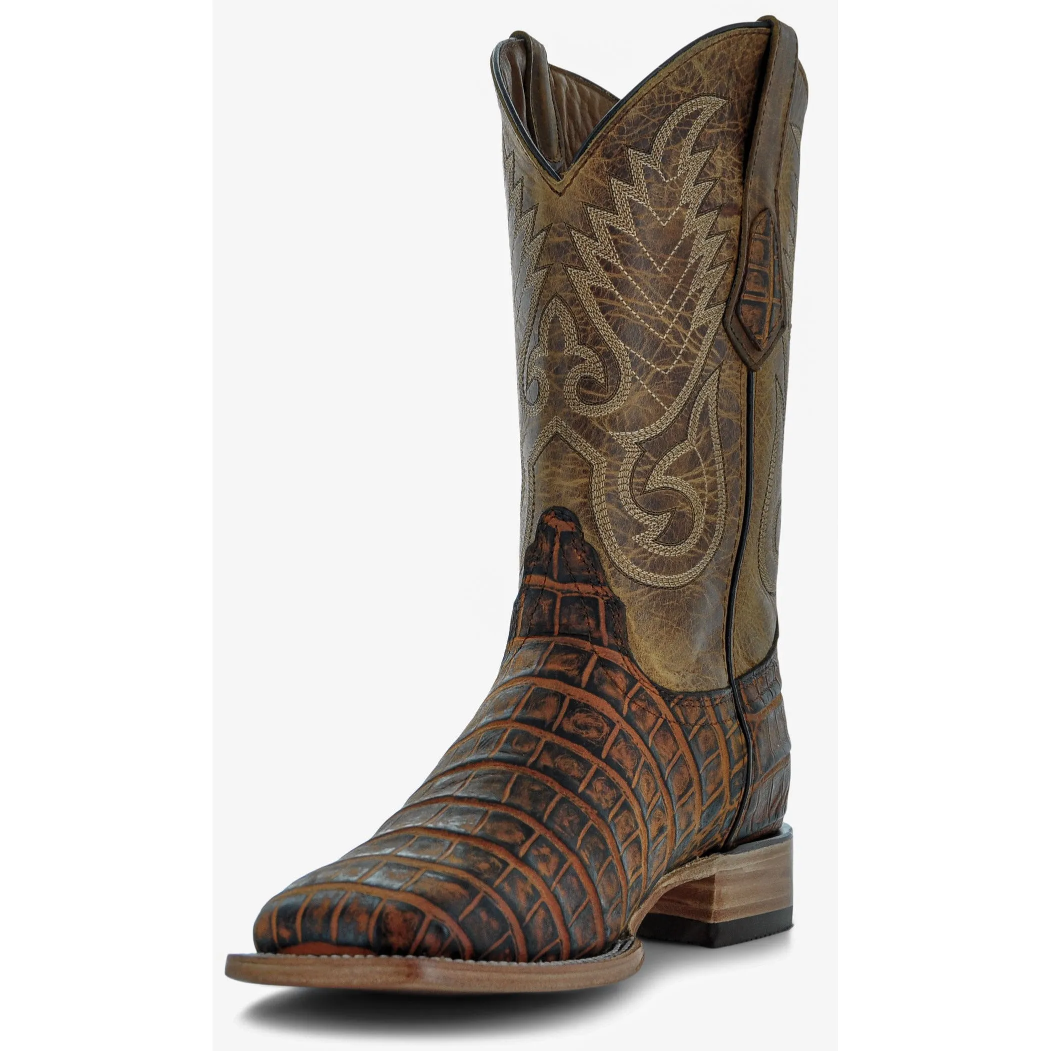 Soto Boots Mens Tan American Gator Belly Print Boots H50035