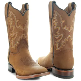 Soto Boots Women's Leather Square Toe Cowboy Boots M4008