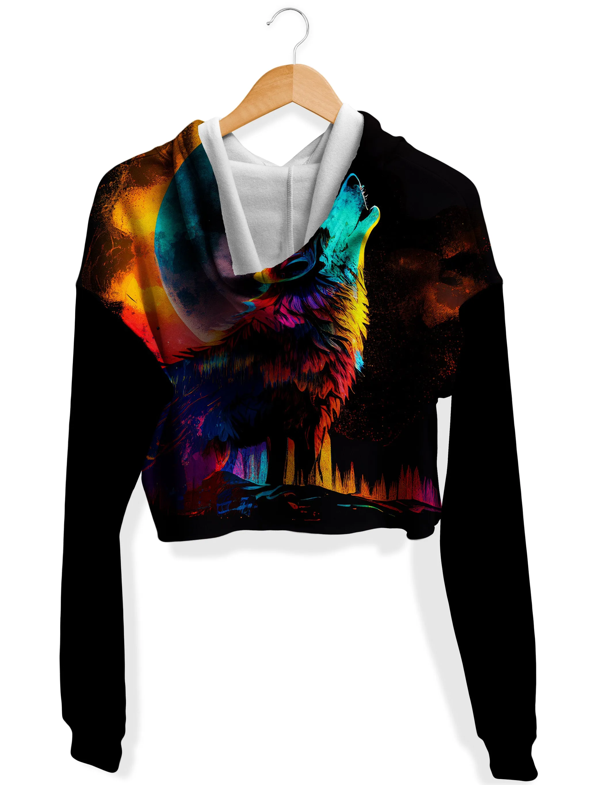 Spirit Wolf Fleece Crop Hoodie