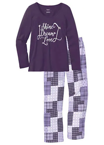 Statement Print Top & Patchwork Print Pants Pyjamas by bonprix | Look Again