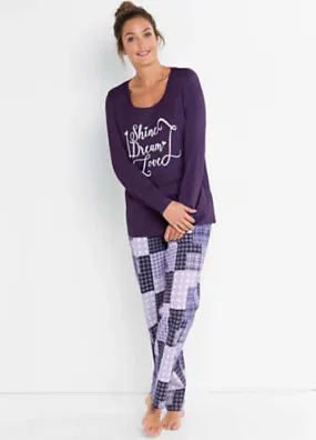 Statement Print Top & Patchwork Print Pants Pyjamas by bonprix | Look Again