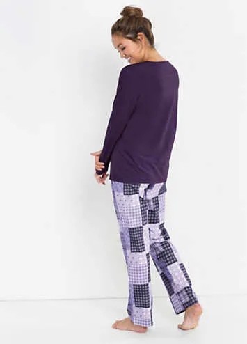 Statement Print Top & Patchwork Print Pants Pyjamas by bonprix | Look Again