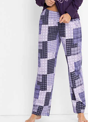 Statement Print Top & Patchwork Print Pants Pyjamas by bonprix | Look Again