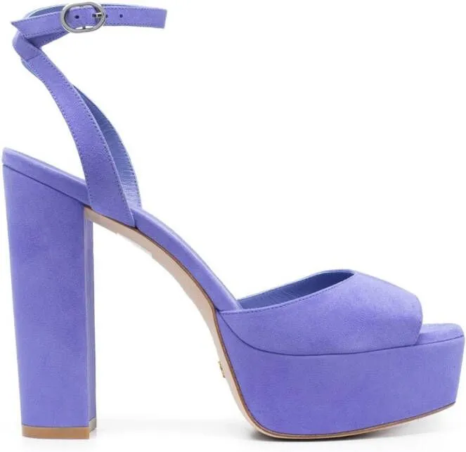 Stuart Weitzman Ryder II 125mm suede platform sandals Blue