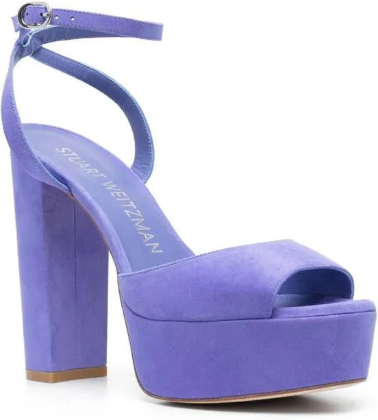 Stuart Weitzman Ryder II 125mm suede platform sandals Blue