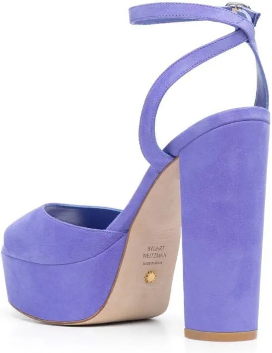 Stuart Weitzman Ryder II 125mm suede platform sandals Blue