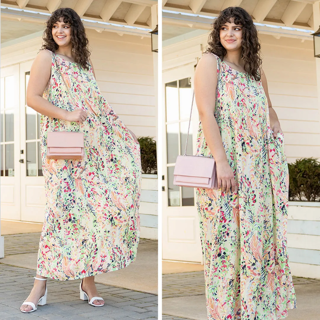 Summer Babe Maxi Dress, Cream Multi