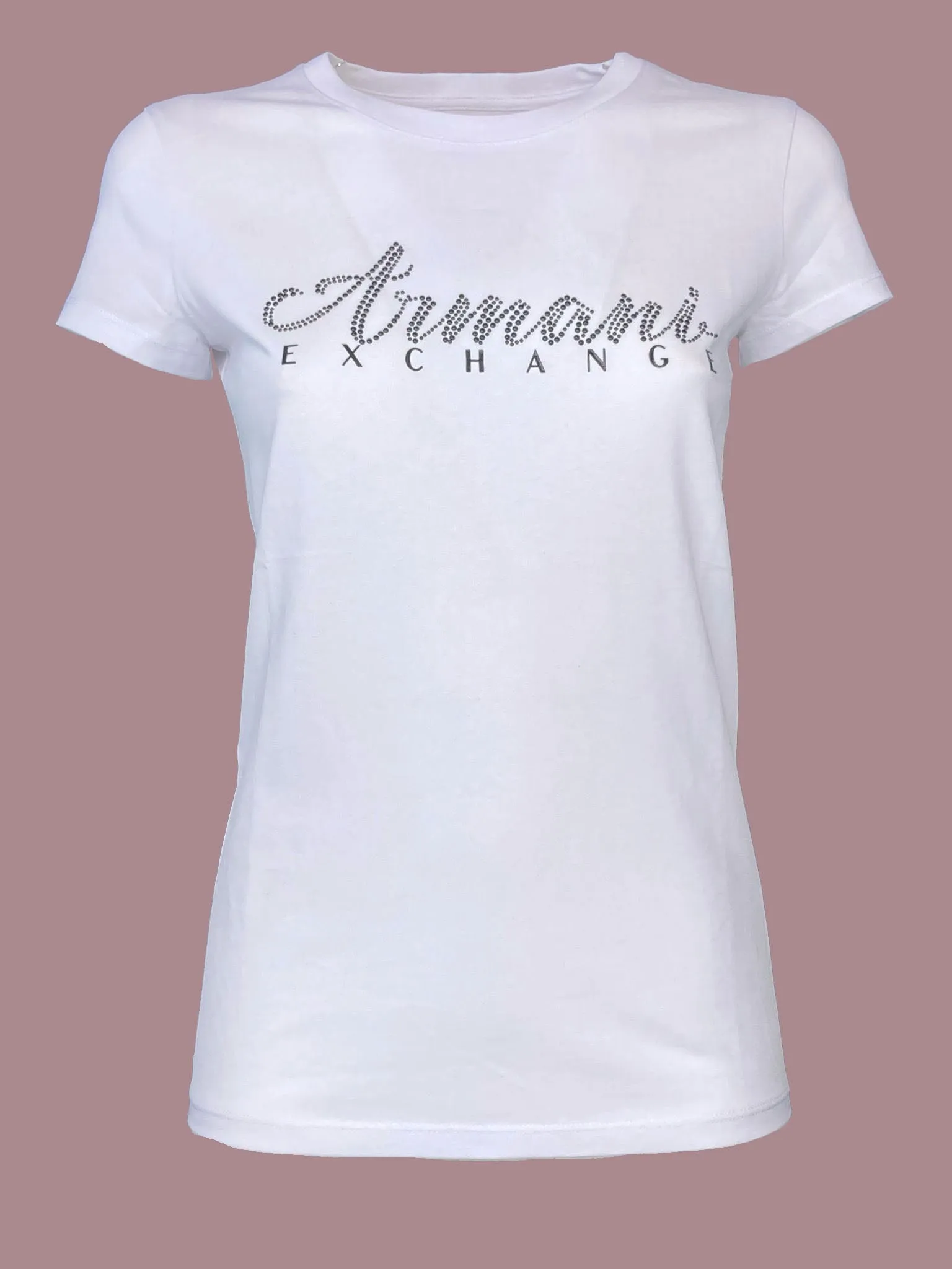 T-SHIRT DONNA BIANCA CON LOGO IN STRASS