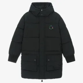 Teen Boys Black Hooded Puffer Coat