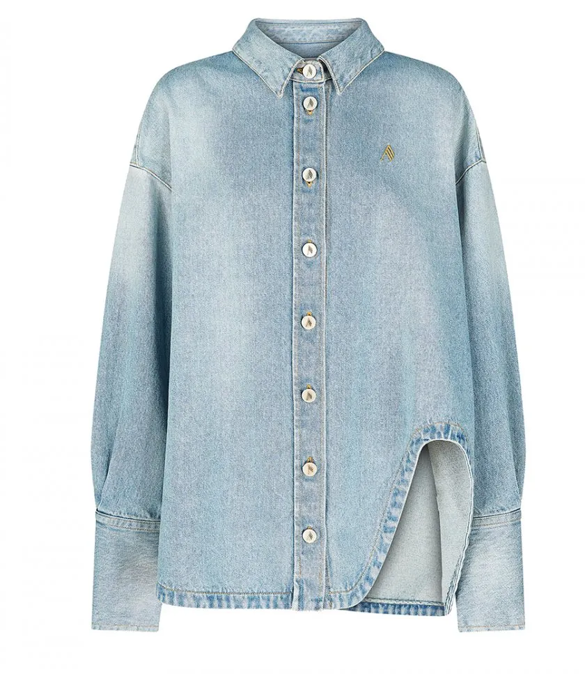 THE ATTICOLIGHT BLUE DENIM SHORT COAT