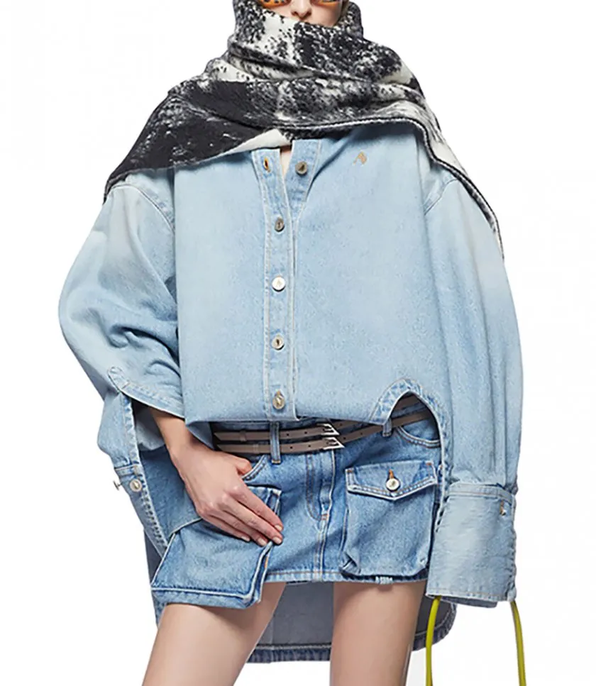 THE ATTICOLIGHT BLUE DENIM SHORT COAT