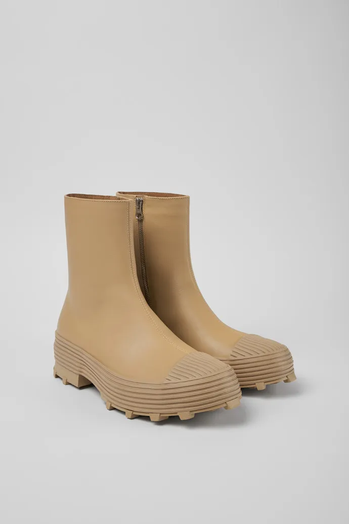 Traktori Beige leather boots