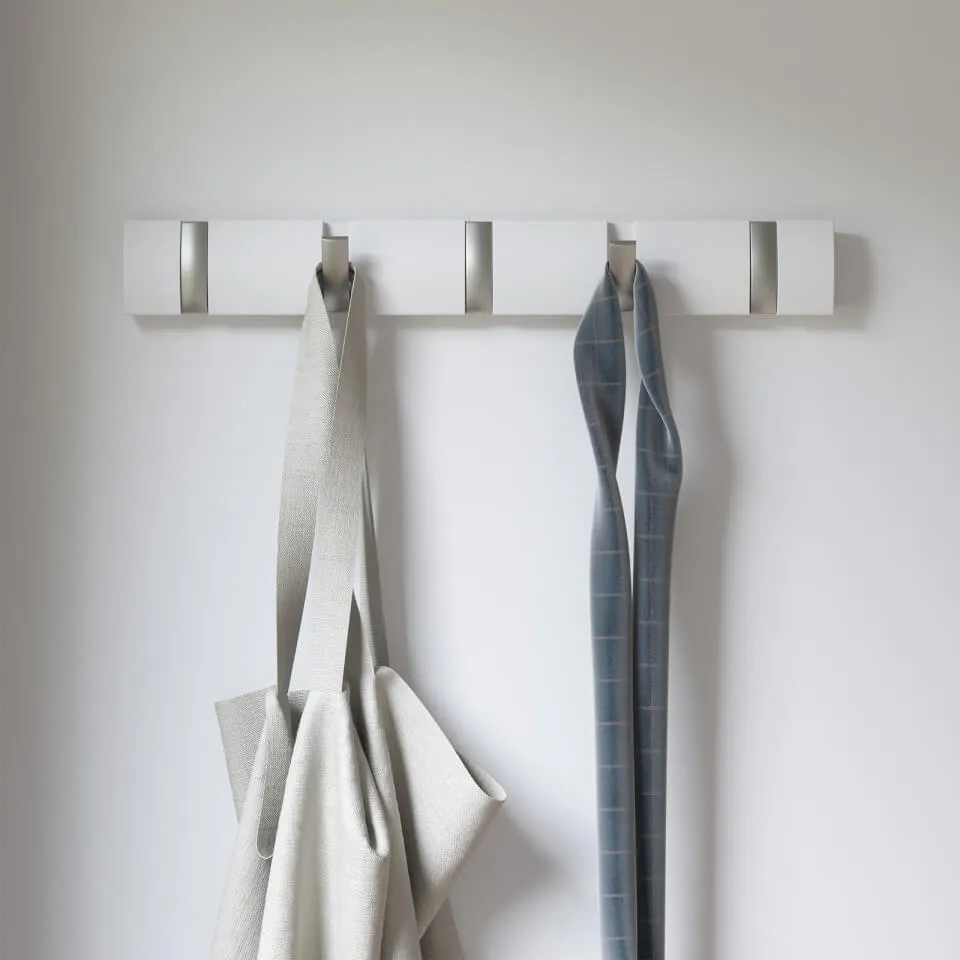 Umbra Flip 5 Coat Hooks - White | Coggles